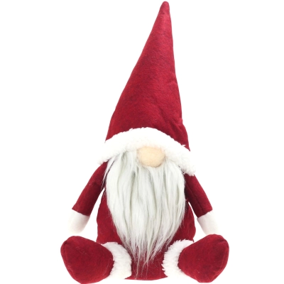 Skrzat krasnal z brodą 30 cm świąteczny czerwony