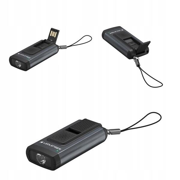 Latarka Ledlenser K6R Safety 400 lm szara z alarmem ładowaniem USB-A brelok