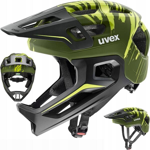 UVEX React Jr Fullface Kask MTB Dziecięcy Zdejmowana Garda Enduro 52-56