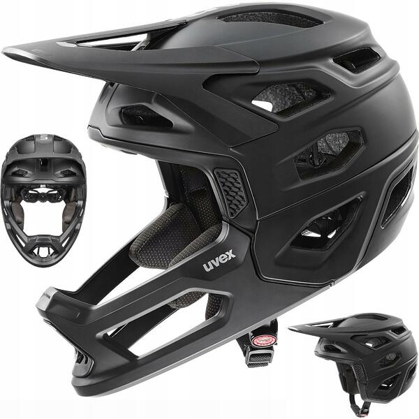Kask UVEX Revolt 2w1 Full Face MTB Enduro Zdejmowana Garda Czarny Mat 57-61